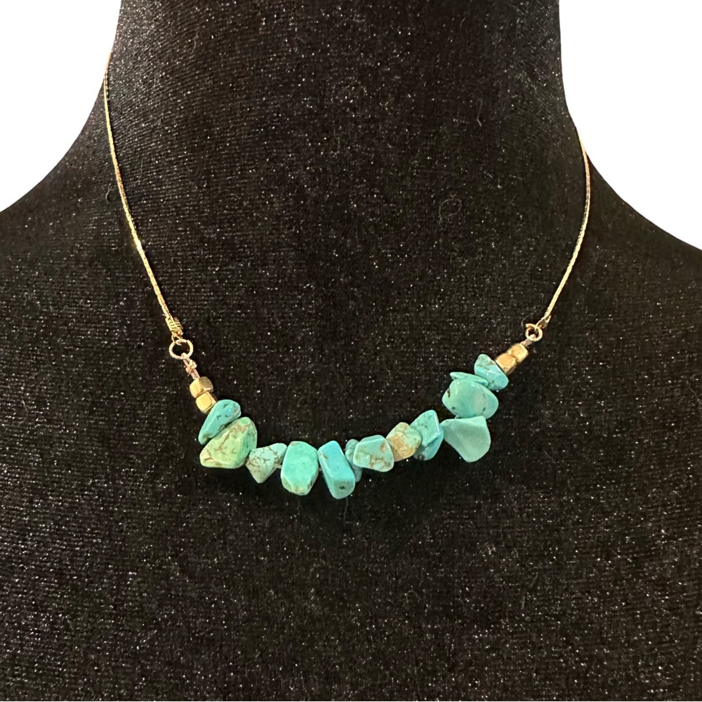 Howlite Necklace Gold Tone Adjustable Length